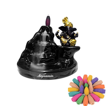 Ganesha backflow dhup Fountain Incense Burner - 1 Pcs/30 Cones