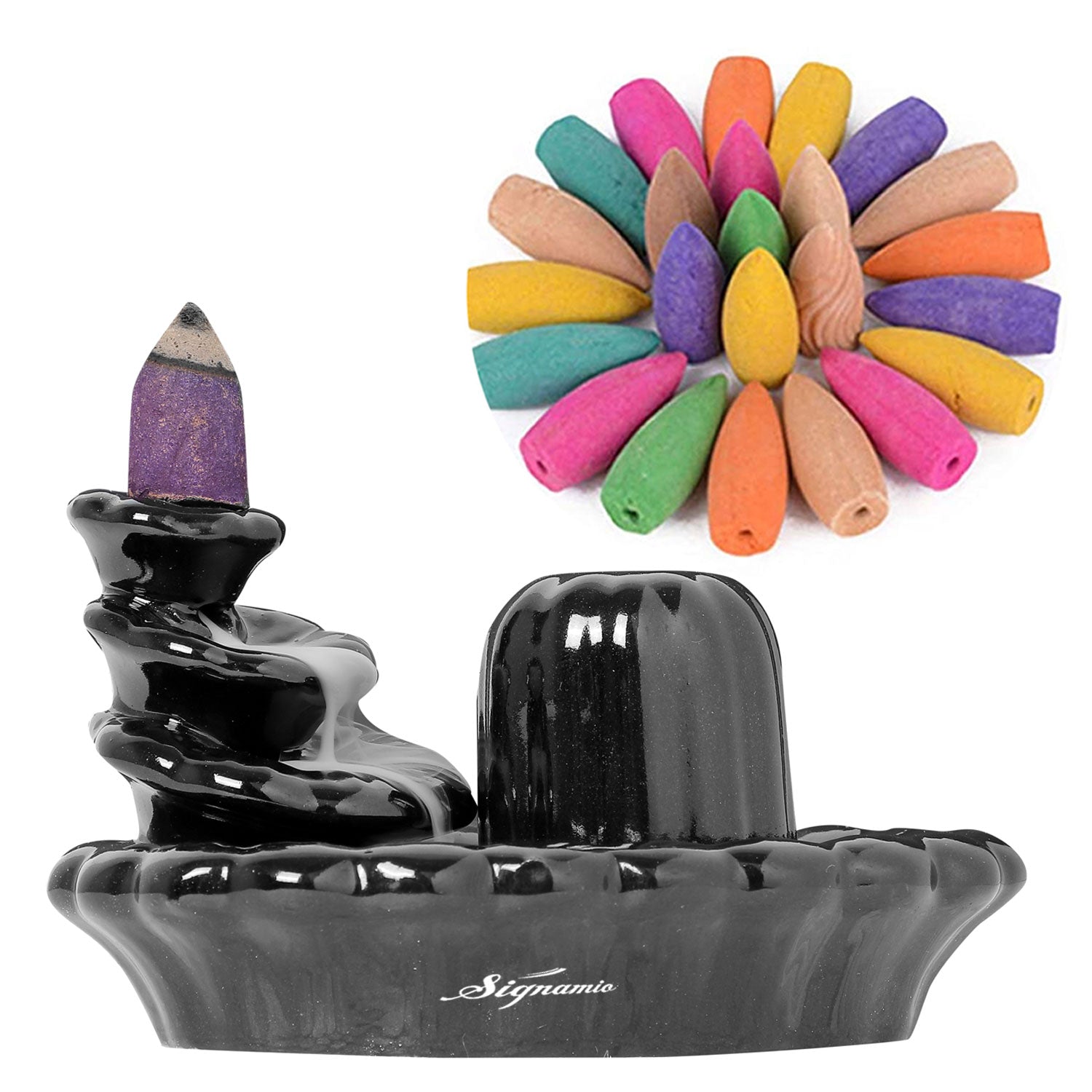 Ceramic Shiv Back Flow Incense Burner Holder - 1 Pcs/30 Cones(DN-17)