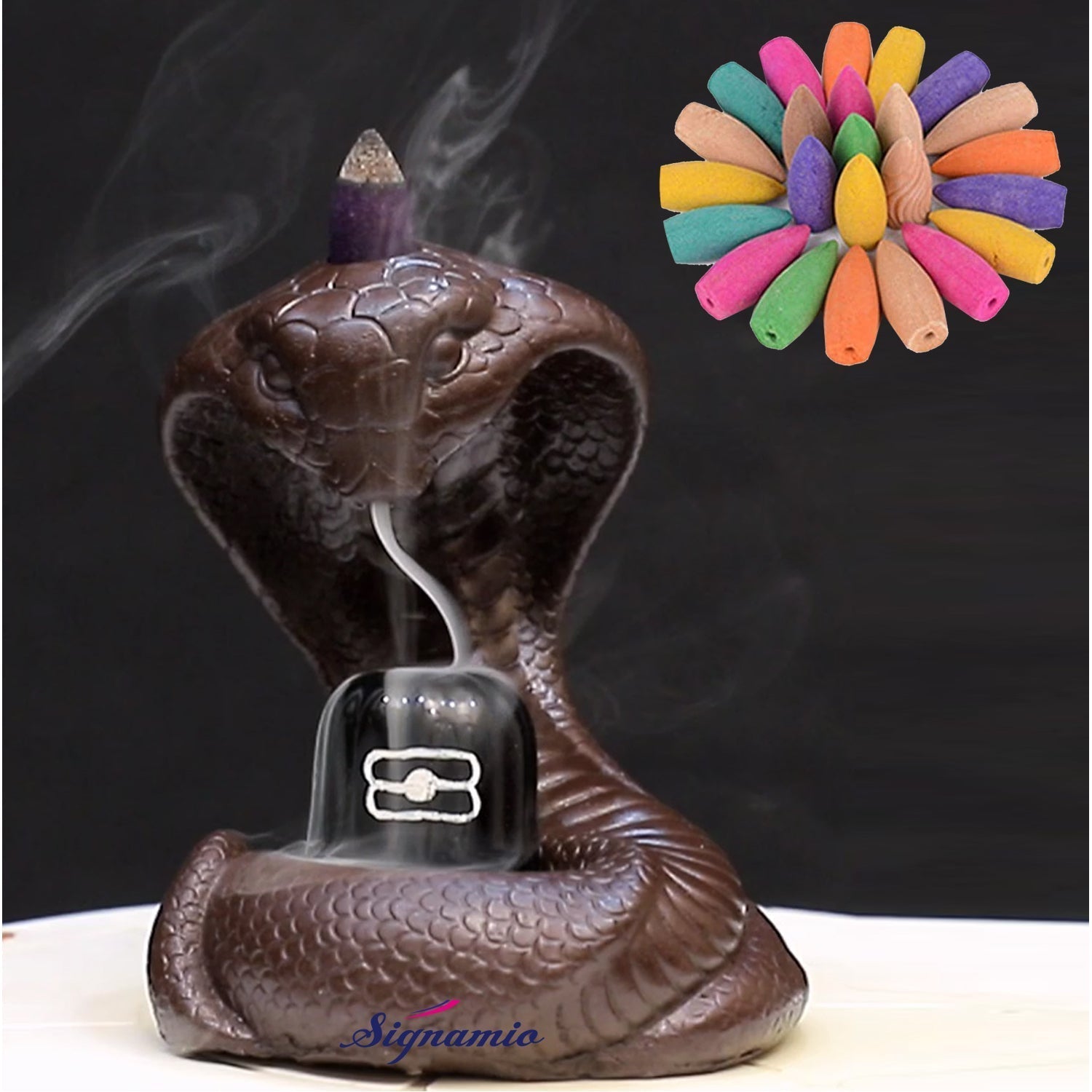 Ceramic Shiva Ganesha backflow Smoke  Fountain Incense Burner - 1 Pcs/30 Cones