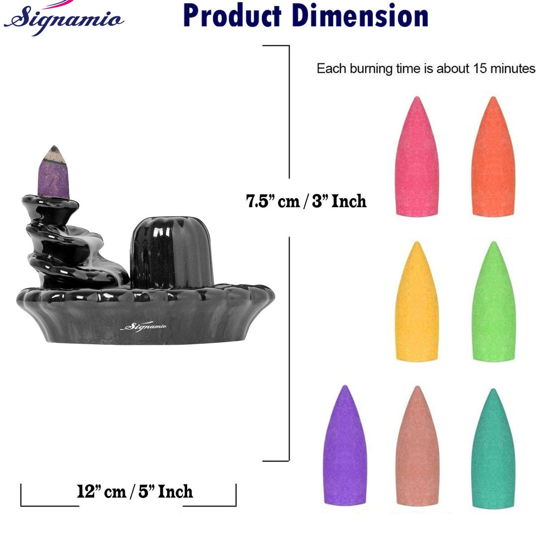 Ceramic Shiv Back Flow Incense Burner Holder - 1 Pcs/30 Cones(DN-17)