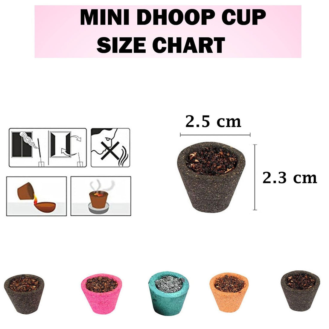 Smbrani Havan Mini Size Dhoop Cup (Rose, Sandal, Mogra, Loban and Guggal)