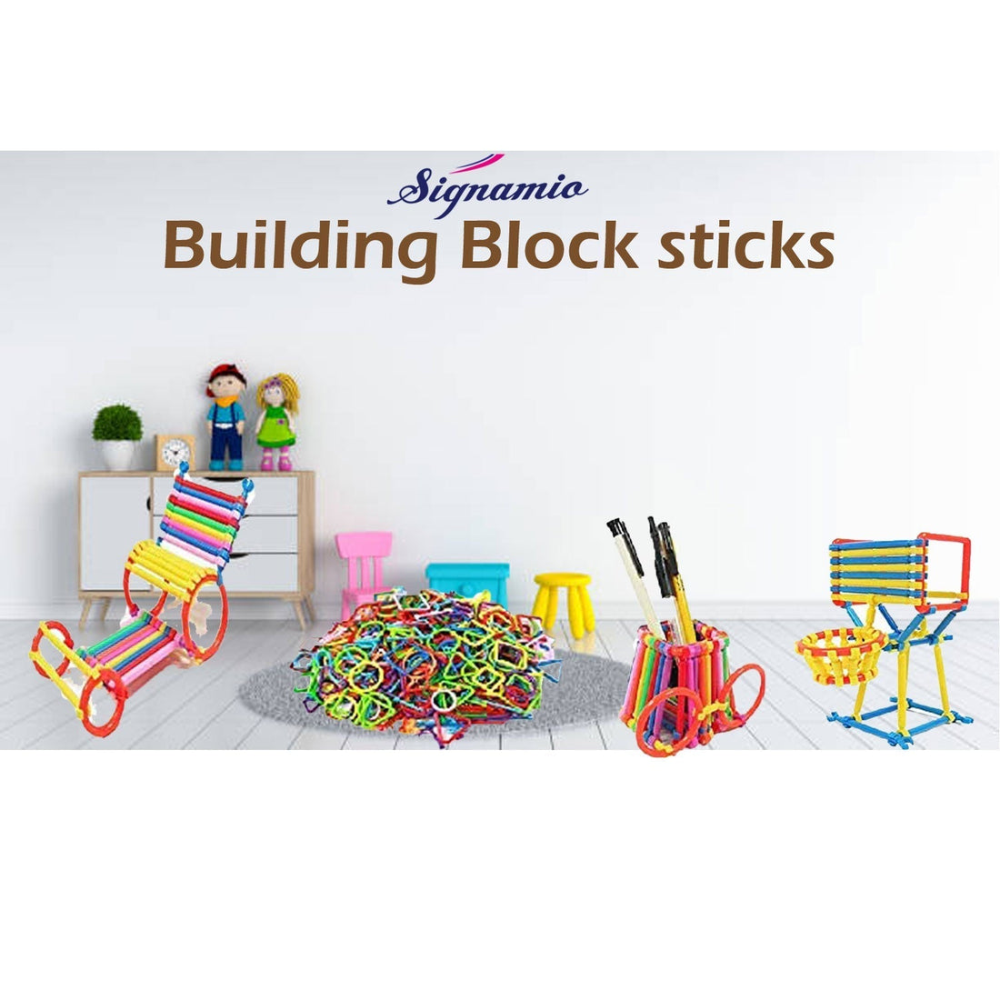 Creative Sticks Blocks Bricks Assembly Colorful Straw puzzle