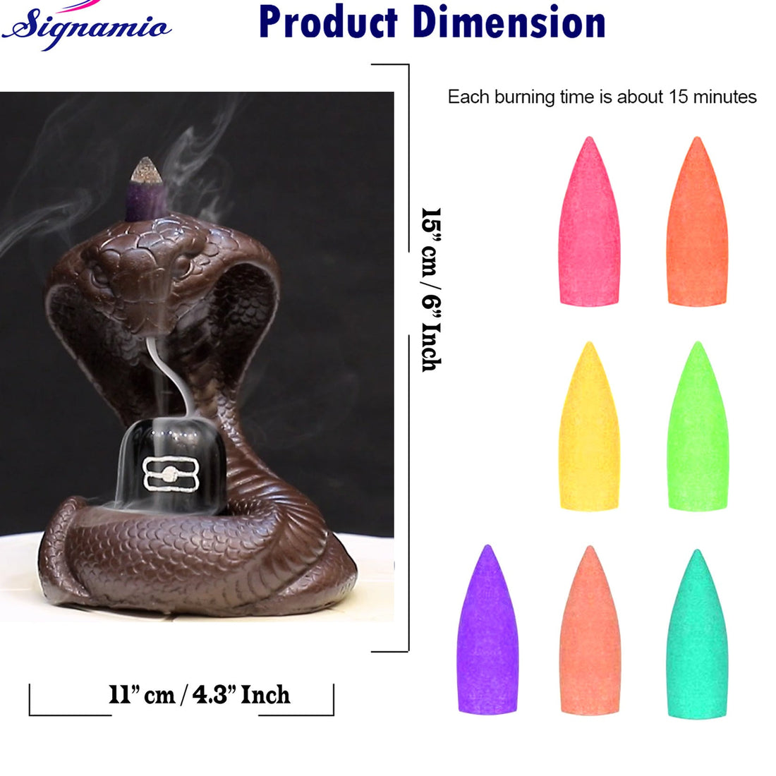 Ceramic Shiva Ganesha backflow Smoke  Fountain Incense Burner - 1 Pcs/30 Cones