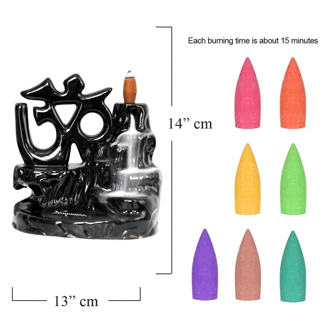 Shiva backflow dhup Om Fountain Incense Burner - 1 Pcs/30 Cones