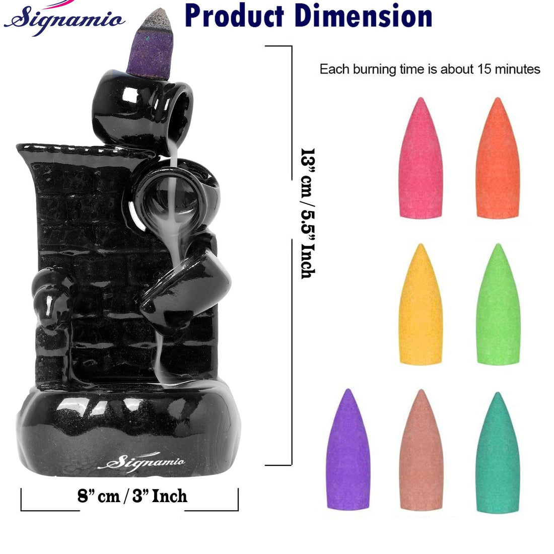 Ceramic Shiv Back Flow Incense Burner Holder - 1 Pcs/30 Cones(DN-25)