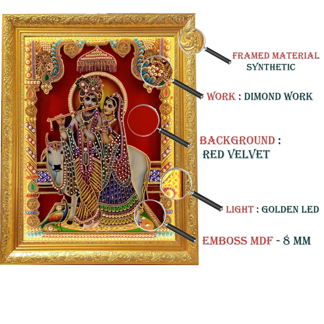 3D Lord Radha Krishna Wall Hanging Photo Frame