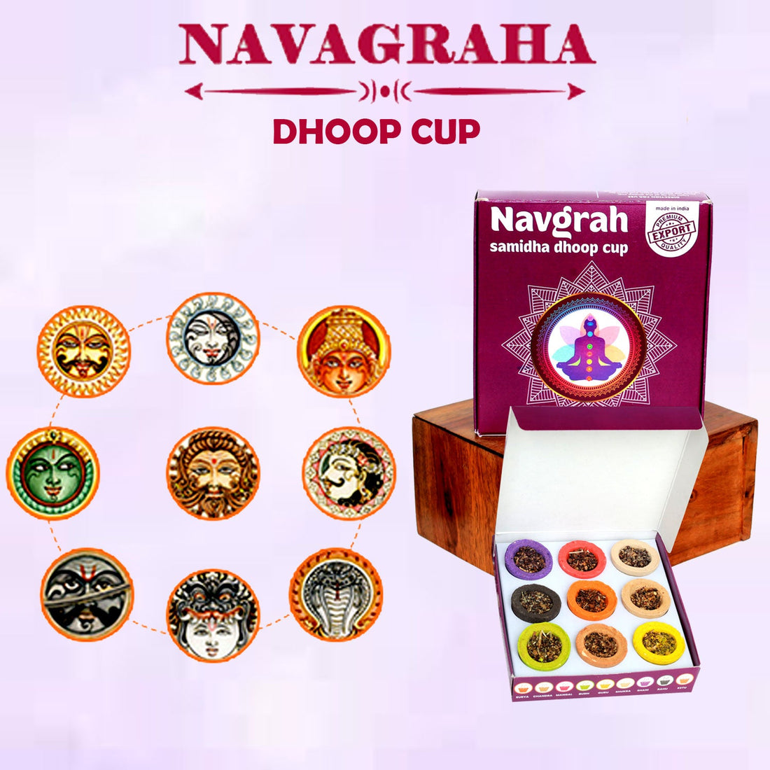 Navgrah Sambrani Havan Dhoop Cup (Pack of 3, 36 Cups)