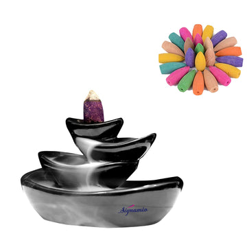 Ceramic Shiv Back Flow Incense Burner Holder - 1 Pcs/30 Cones(DN-15)